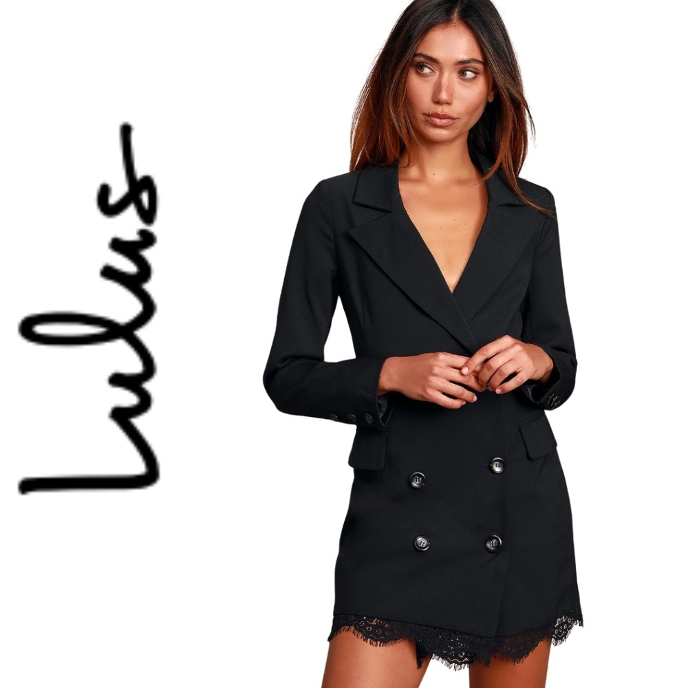 Lulus Styled Life Black Lace Blazer Dress Size Small